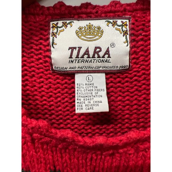 Tiara International Design Beaded Embroidered Bear Whimsical Bear Christmas Swea - Picture 7 of 10